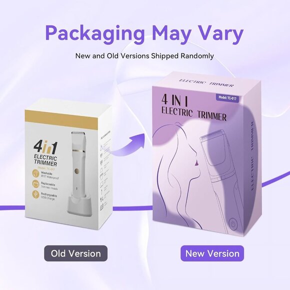 4 in 1 Bikini Trimmer for Women Waterproof Body Pubic Shaver Wet/Dry - Purple - Picture 9 of 11